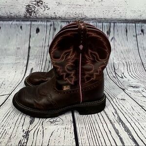 Justin Gypsy cowgirl womens 8 boots leather pink brown